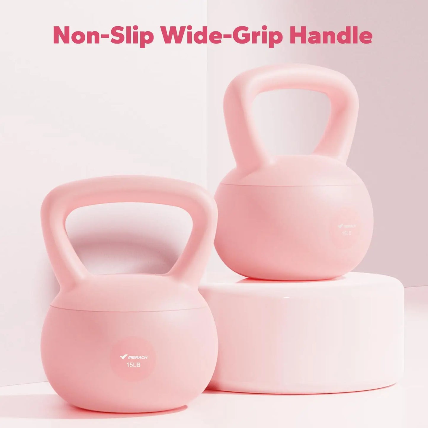 Soft Kettlebell Non-Slip Wide-Grip Handle Cushioned Horizontal Base Filled with Fine Mineral Sand Premium Kettle Bell