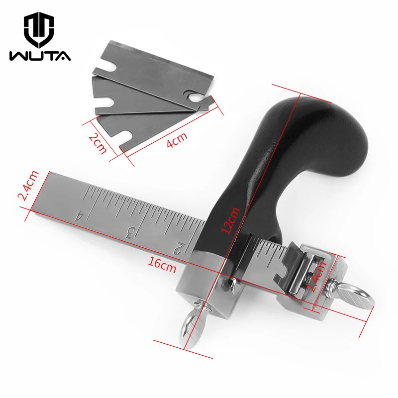 Professional Sharp Leather Strap String Belt Cutter Adjustable , Hand Cutting Tool with 2 Blades Craft Leather Tools