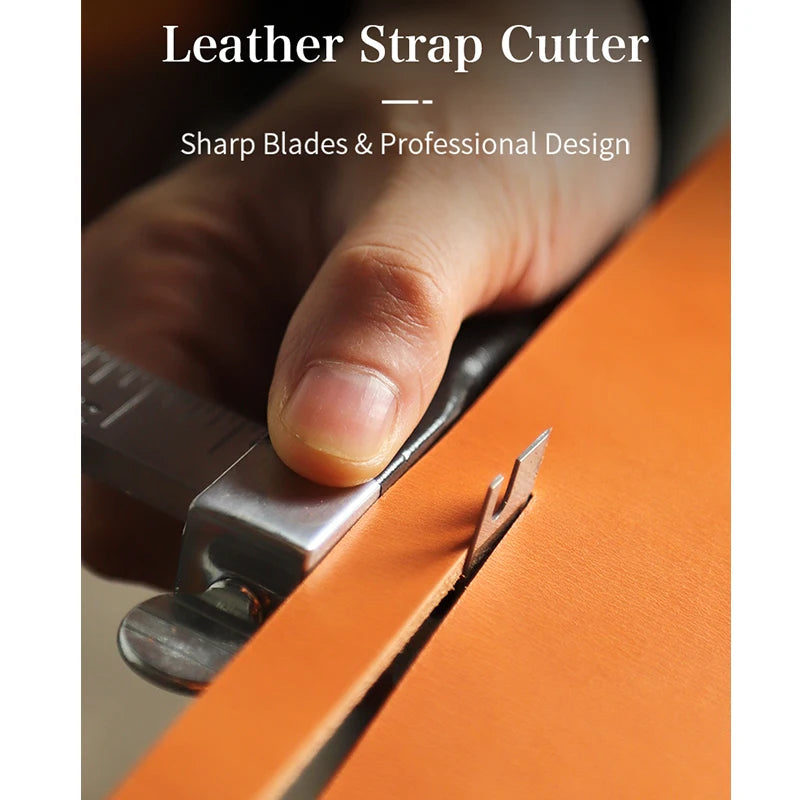 Professional Sharp Leather Strap String Belt Cutter Adjustable , Hand Cutting Tool with 2 Blades Craft Leather Tools