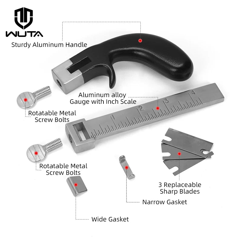 Professional Sharp Leather Strap String Belt Cutter Adjustable , Hand Cutting Tool with 2 Blades Craft Leather Tools