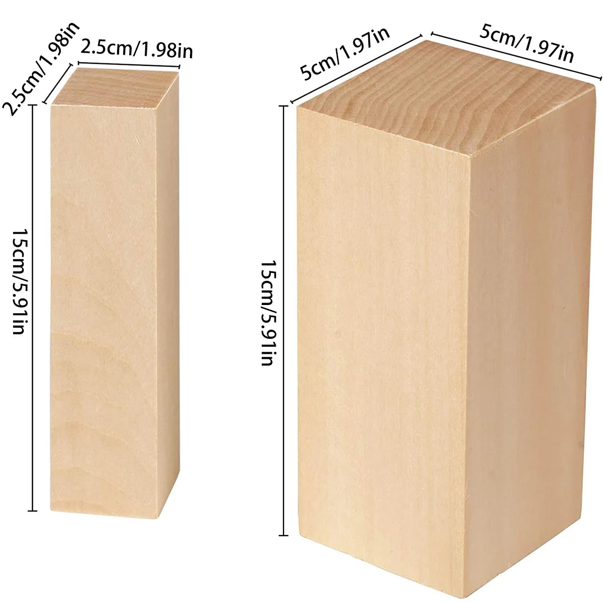 5Pcs Wood Carving Block 2 Sizes Portable Unfinished Wood Block Basswood Carving Block for Beginner DIY Craft Art Supplies