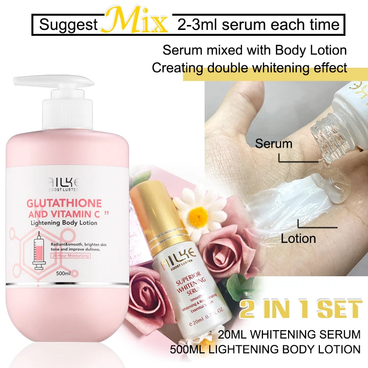 AILKE Whitening Moisturizing Korean Facial And Body Lotion Reduce Melanin Wrinkles Vitamin C Dark Spot Remover Skin Care Cream