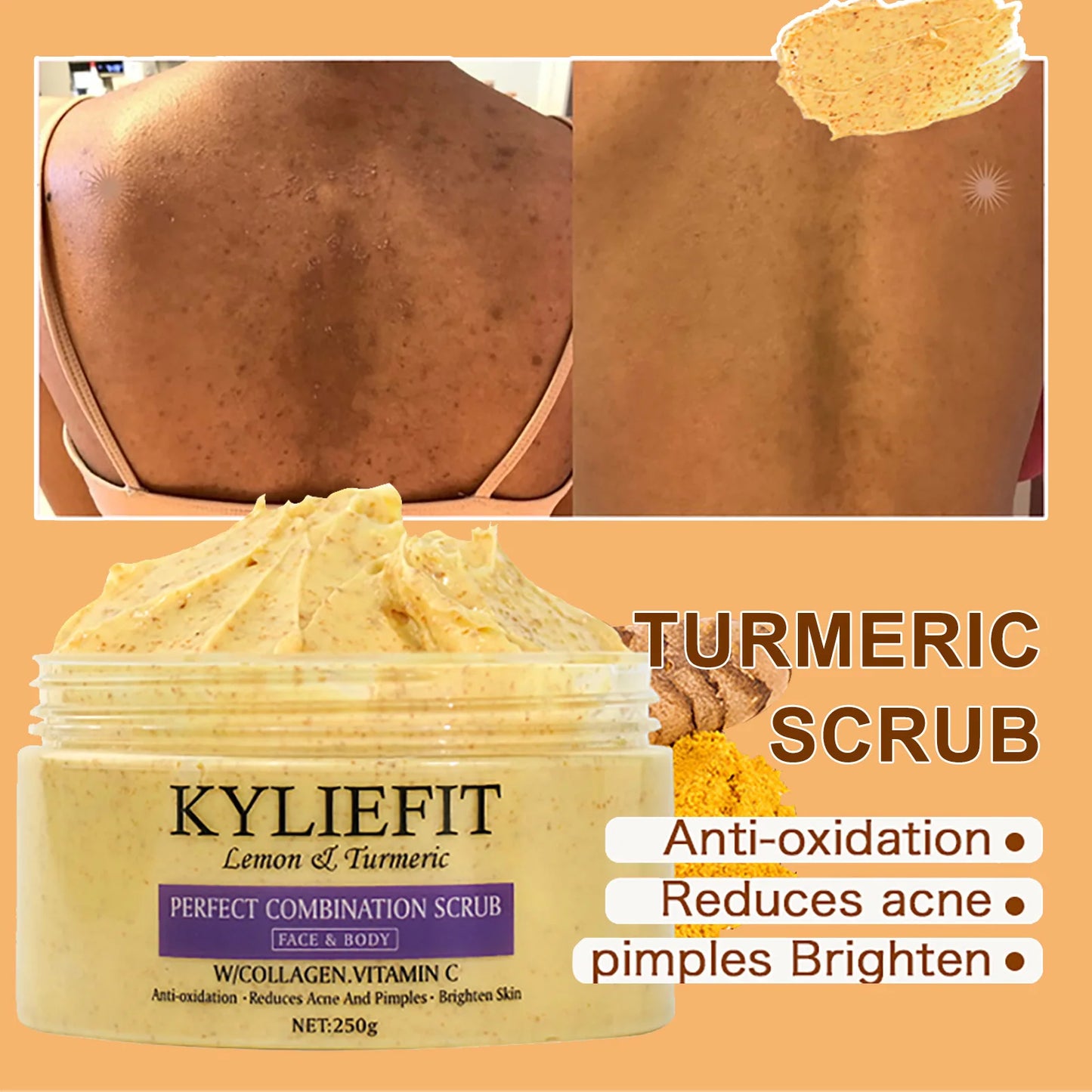 Organic Turmeric Skin Care Set, Reduce Acne, Brighten, Cleaning Skin, Exfoliation, UnEven Skin Tone, Improve Rough Skin