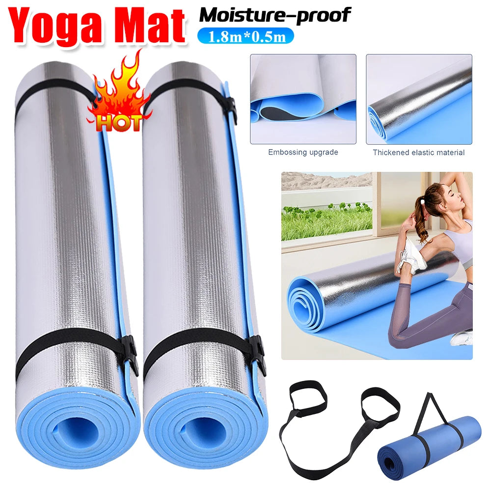 Waterproof Yoga Mat Moisture-proof Yoga Mat Thickened Aluminum Membrane Exercise Mat Portable Multifunction for Gym Workout