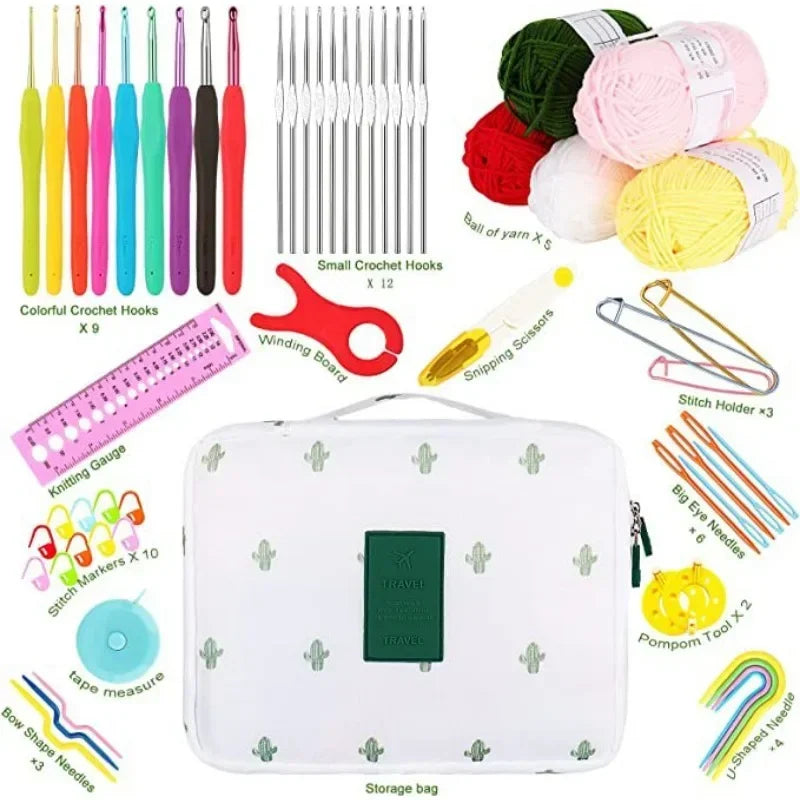 58 Pieces Crochet Hook Set, Beginner Crochet Hook Complete,  Material Kit Portable Woolen Knitting Tools