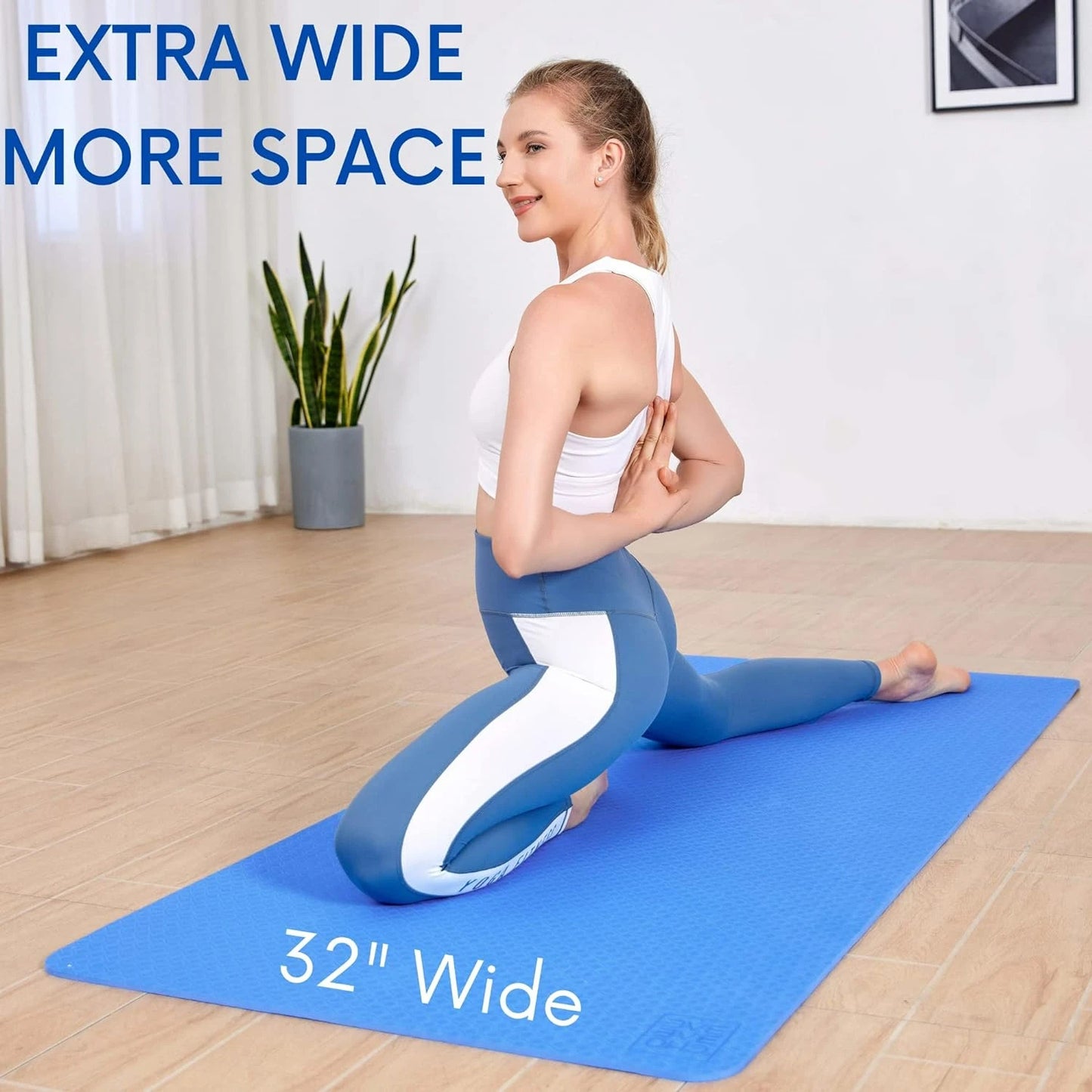 Extra Thick and Wide Better For Joints Shock Absorbing Cushioned Yoga Mat, 72" x 32" x 1/3" | Non Slip Padded Workout Mat for Pi