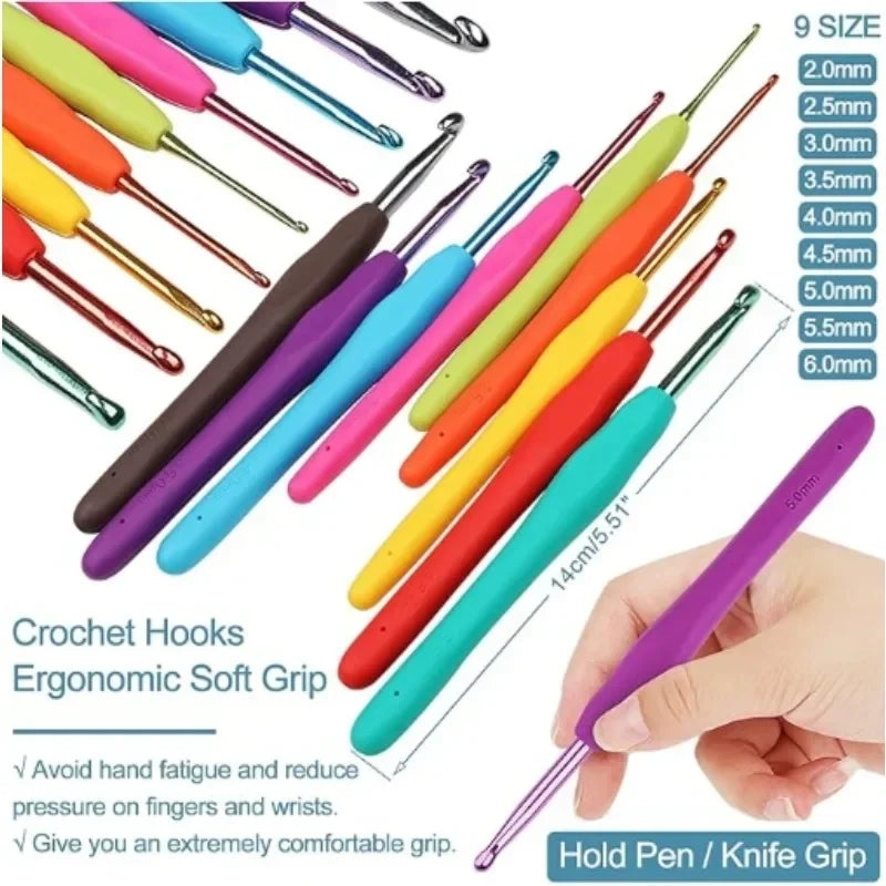 58 Pieces Crochet Hook Set, Beginner Crochet Hook Complete,  Material Kit Portable Woolen Knitting Tools