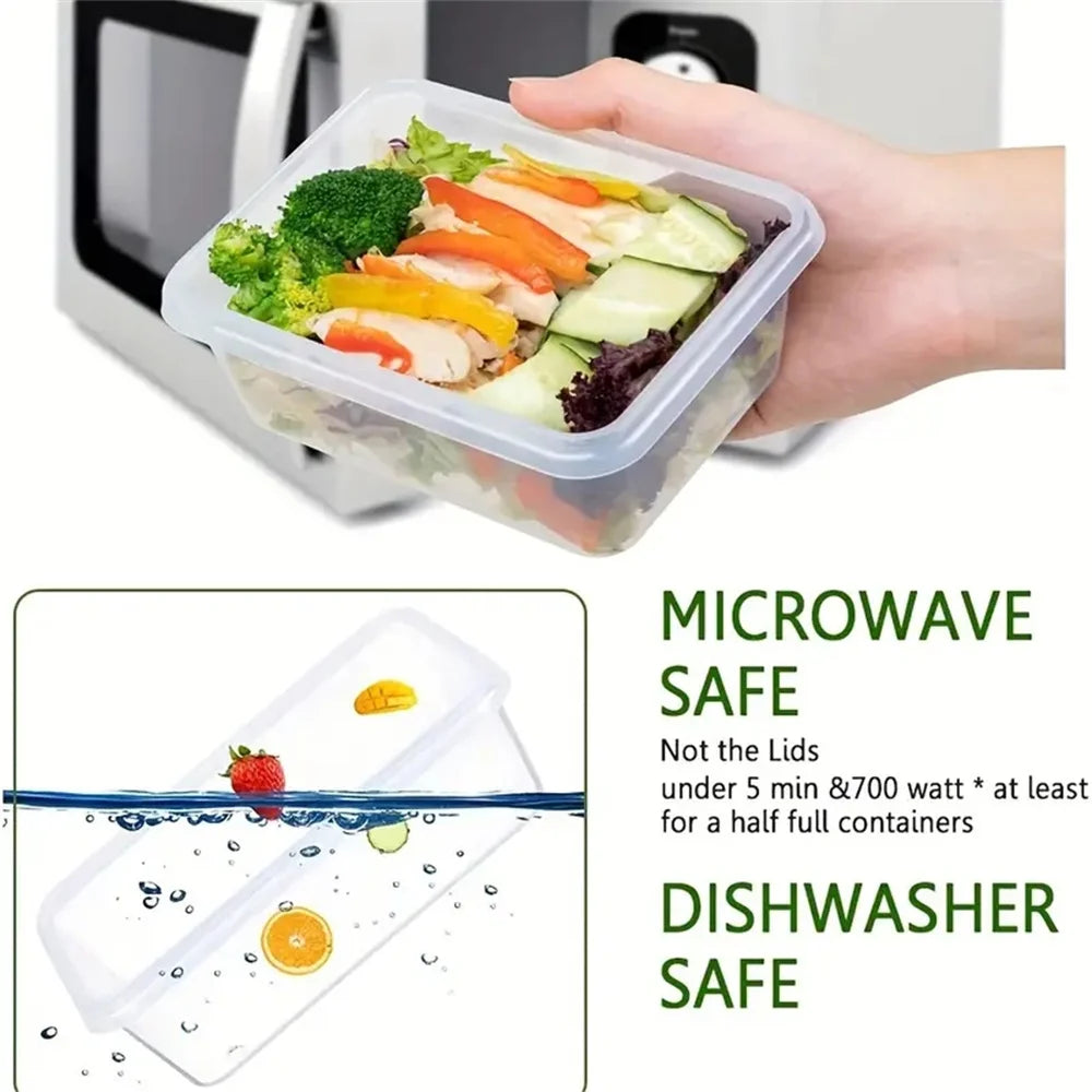 10 Pieces BPA-Free Reusable Square Kitchen Storage Containers Set - 840ml Microwave & Freezer Safe, Dishwasher Friendly Lunch Bo