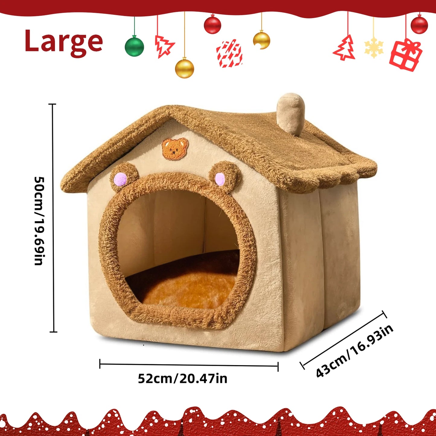 Pet Bed for Cats and Dogs - Cozy Indoor Pet Shelter with Soft Cushion, Stylish Design, Durable and Easy to Clean