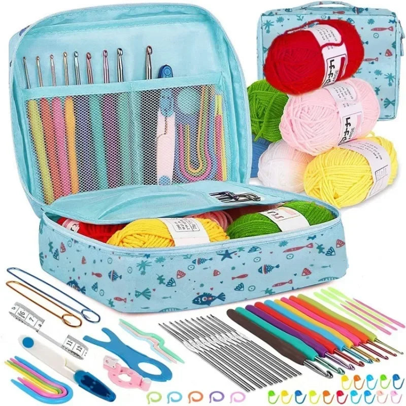 58 Pieces Crochet Hook Set, Beginner Crochet Hook Complete,  Material Kit Portable Woolen Knitting Tools