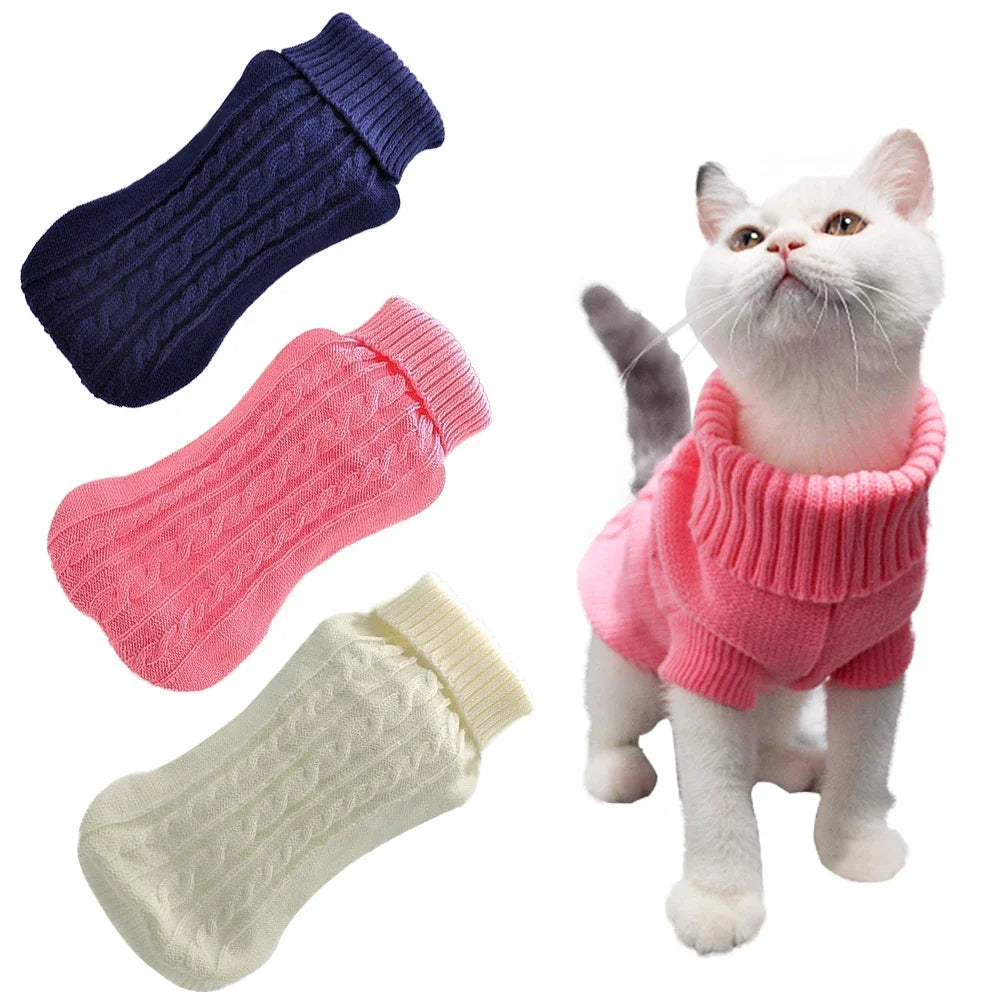 Dog Cat Sweater Winter Warm Cotton Cat Clothes Knitted Sweater  Vest For Small Cats Dogs