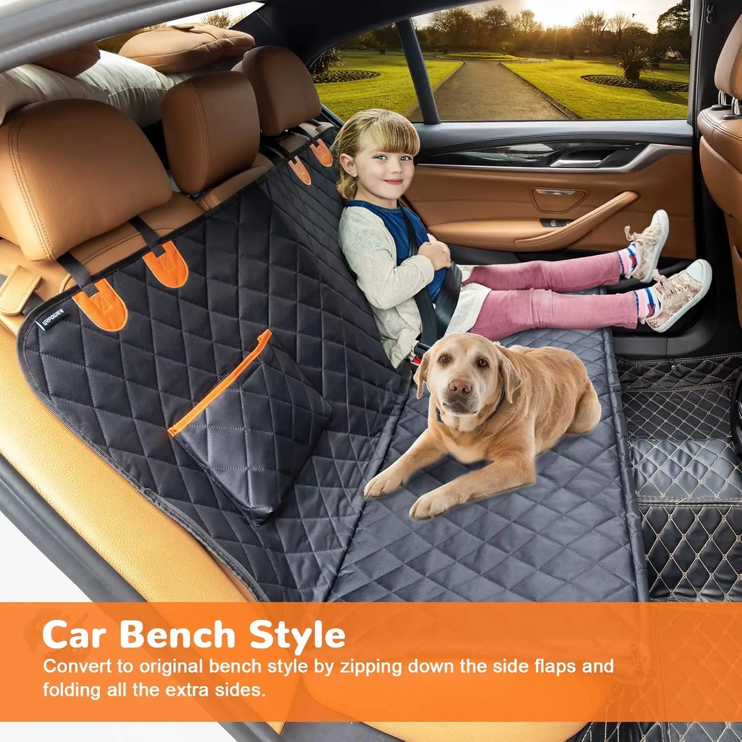 Dog Car Seat Cover for Pets 100% Waterproof Seat Cover Hammock 600D Heavy Duty Scratch Proof Nonslip Durable Soft Back Seat