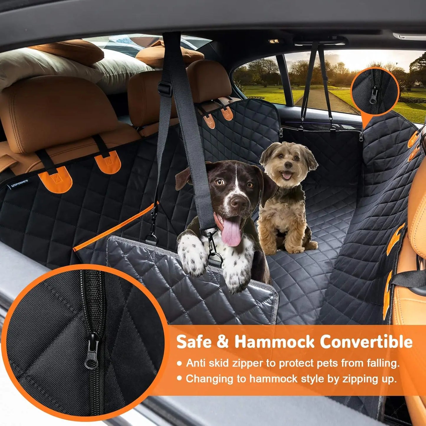 Dog Car Seat Cover for Pets 100% Waterproof Seat Cover Hammock 600D Heavy Duty Scratch Proof Nonslip Durable Soft Back Seat