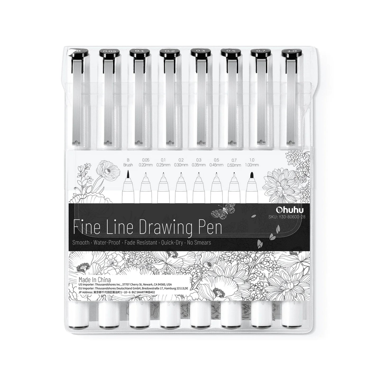 Micro Pen Fineliner Drawing Pens 8 Pack Line Pens Art Colored Pens Fine Point Markers Waterproof Writing Sketching Manga