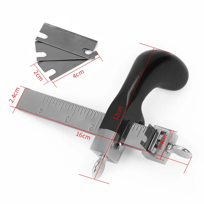 Professional Sharp Leather Strap String Belt Cutter Adjustable , Hand Cutting Tool with 2 Blades Craft Leather Tools