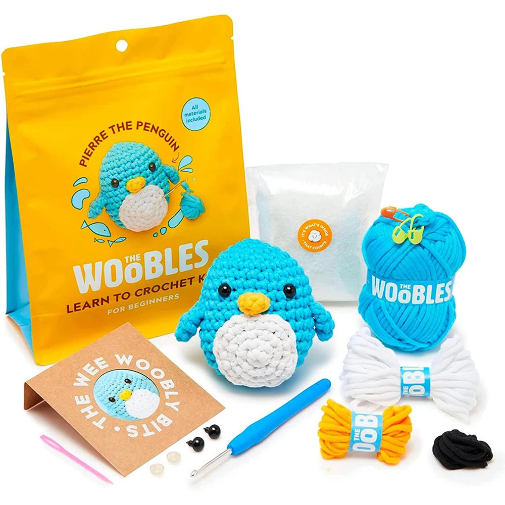 Kids Beginner Crochet Kit Cotton Knitting Yarn Thread Needles Hook Knit Tool Set DIY Crochet Stuffed Animal Kits for Beginners