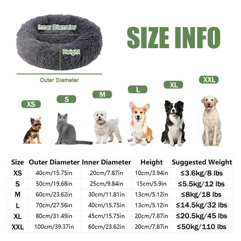 Fluffy Pets Dogs Beds Large Round Dog Bed Super Warm, Soft Cat House Plush Cat Nest