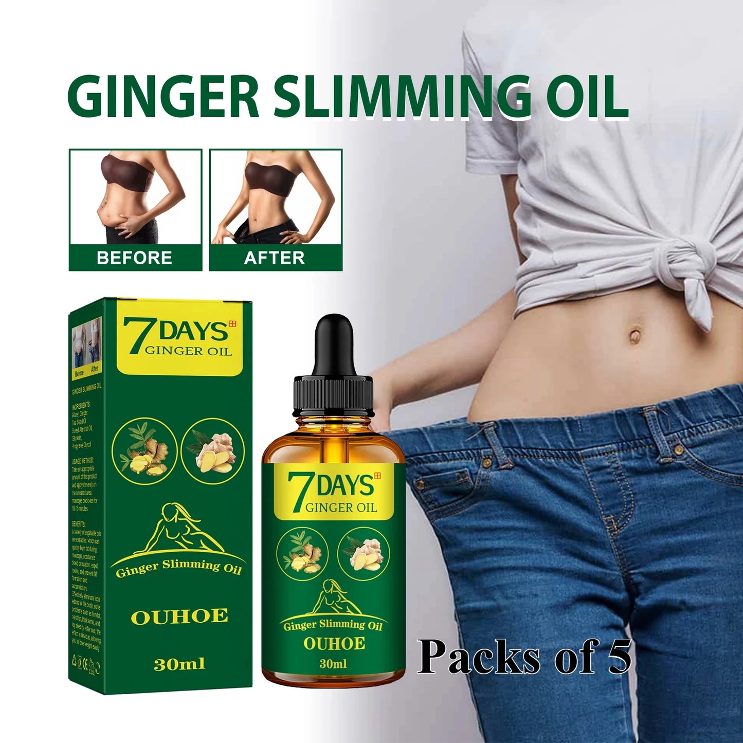 Ginger Body Shaping Essential Oil Reduce Fat Lumps Deeply Moisturizing And Firming, Body Care Massage Essential Oil