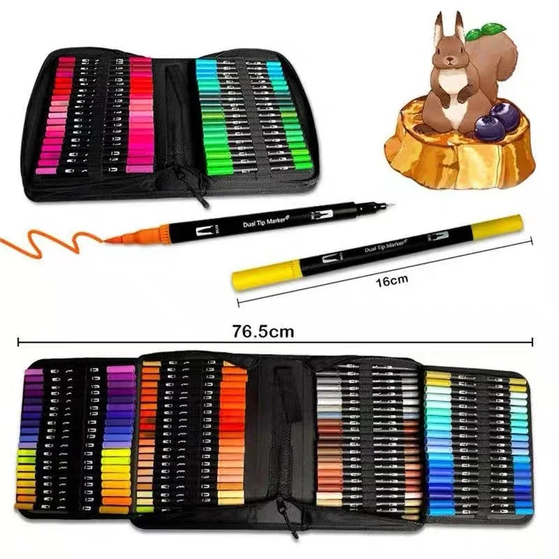 Markers Set Double Ended Manga Art Brush Pen Set ChildrenSchool Accessories Art Supplies Drawing Stationery, 72/100/120/168Colors