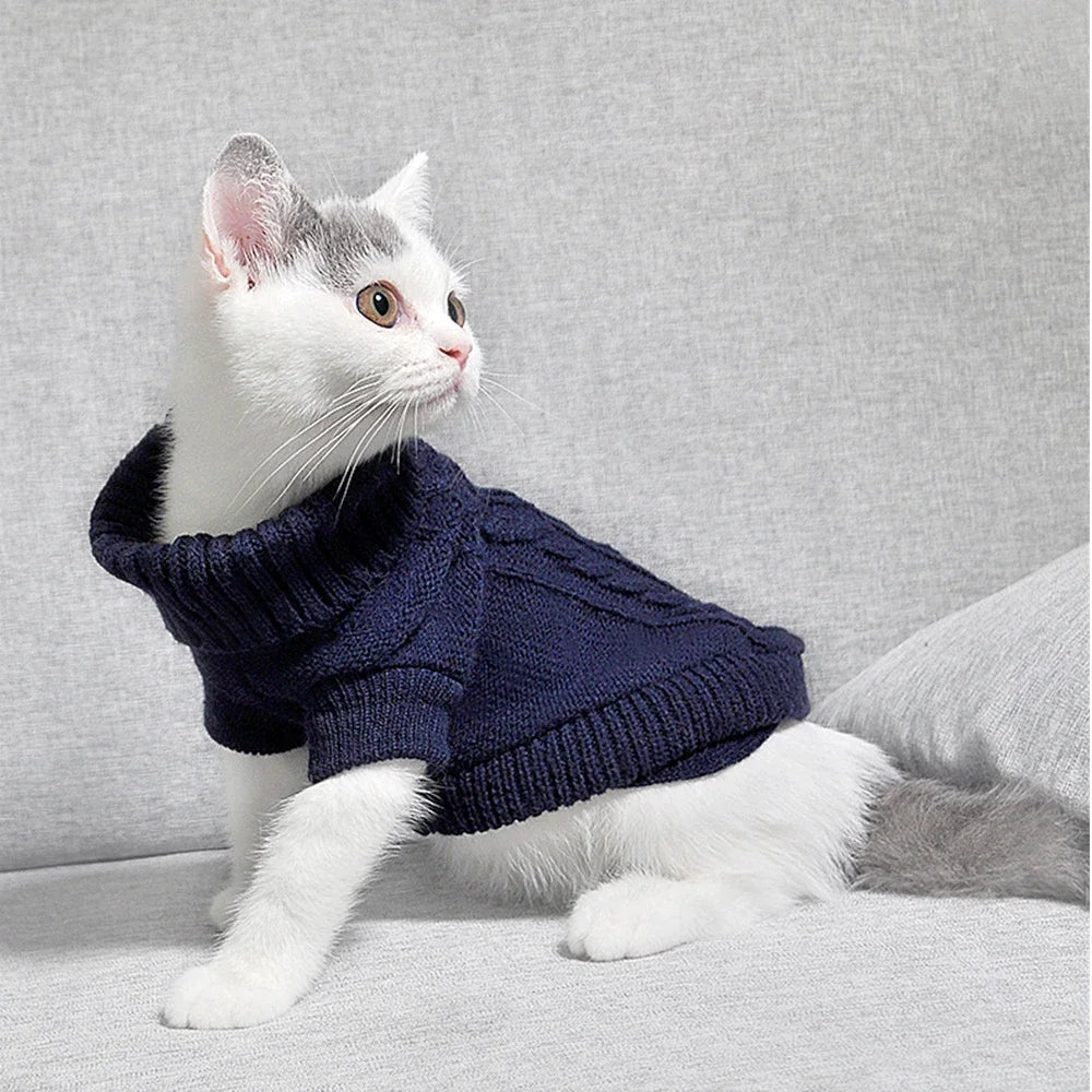 Dog Cat Sweater Winter Warm Cotton Cat Clothes Knitted Sweater  Vest For Small Cats Dogs