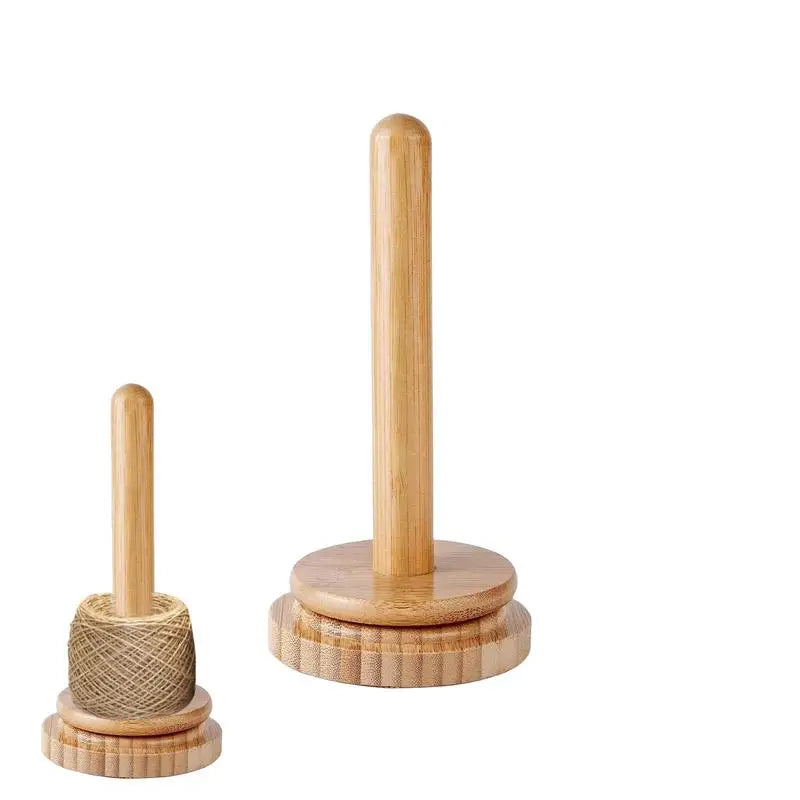 Wood Yarn Ball Holder Paper Towel Rack Vertical Rotating Weaving Tool Rack Storage Winding Roll Holder Dispenser for Crocheting