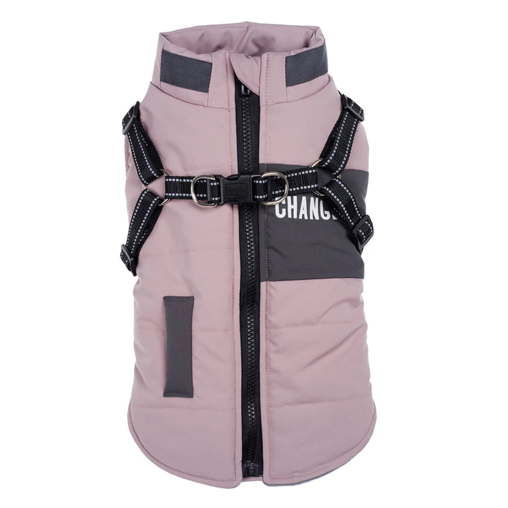 Pet Dog Jacket With Harness Winter Dog Clothes For Small Large Dogs Warm Waterproof Pet Coat Chihuahua Clothing