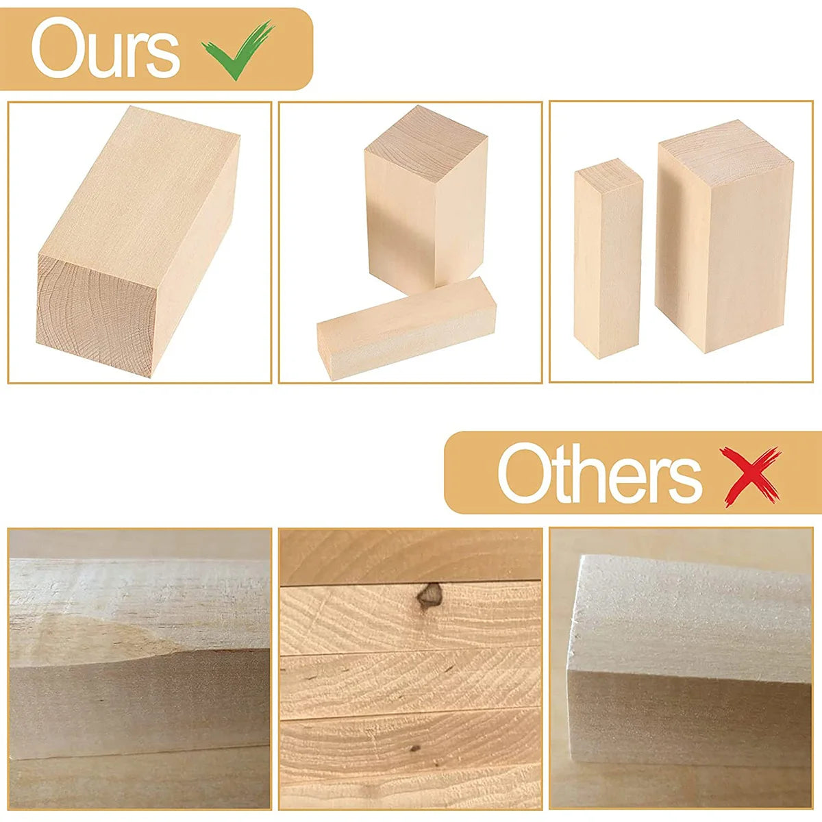 5Pcs Wood Carving Block 2 Sizes Portable Unfinished Wood Block Basswood Carving Block for Beginner DIY Craft Art Supplies