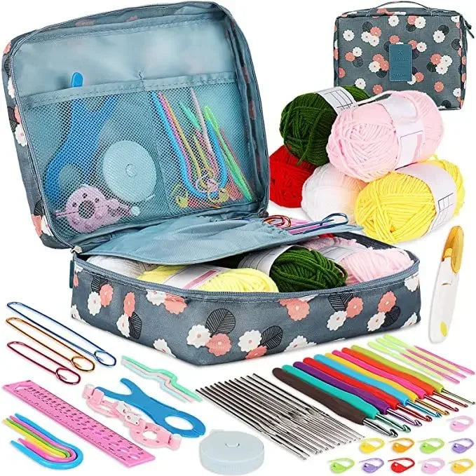 58 Pieces Crochet Hook Set, Beginner Crochet Hook Complete,  Material Kit Portable Woolen Knitting Tools