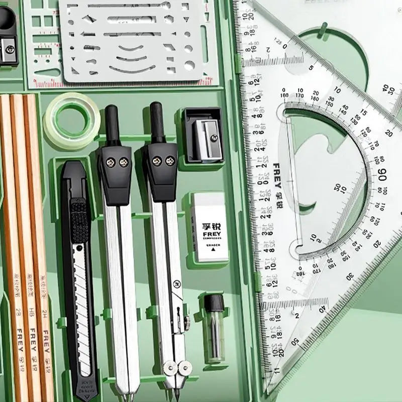 Drafting Kit Geometry Drawing Tools Set Triangle Ruler Compass Protractor Set Drafting Supplies Architecture Drawing Pencils