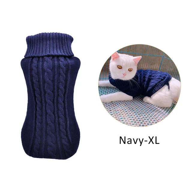 Dog Cat Sweater Winter Warm Cotton Cat Clothes Knitted Sweater  Vest For Small Cats Dogs