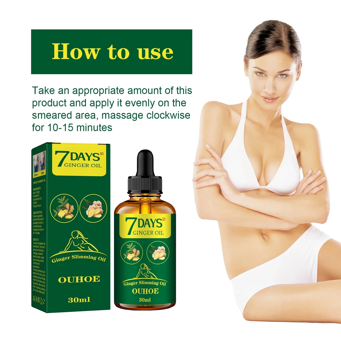 Ginger Body Shaping Essential Oil Reduce Fat Lumps Deeply Moisturizing And Firming, Body Care Massage Essential Oil