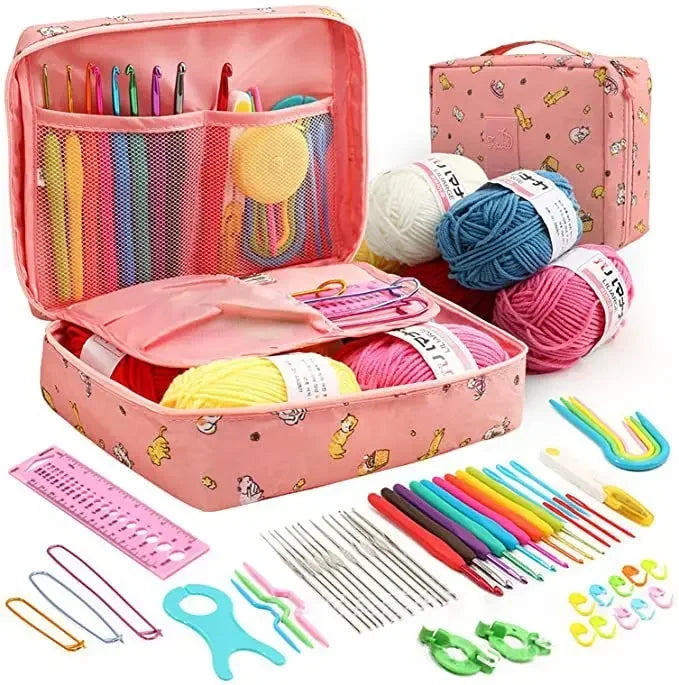 58 Pieces Crochet Hook Set, Beginner Crochet Hook Complete,  Material Kit Portable Woolen Knitting Tools