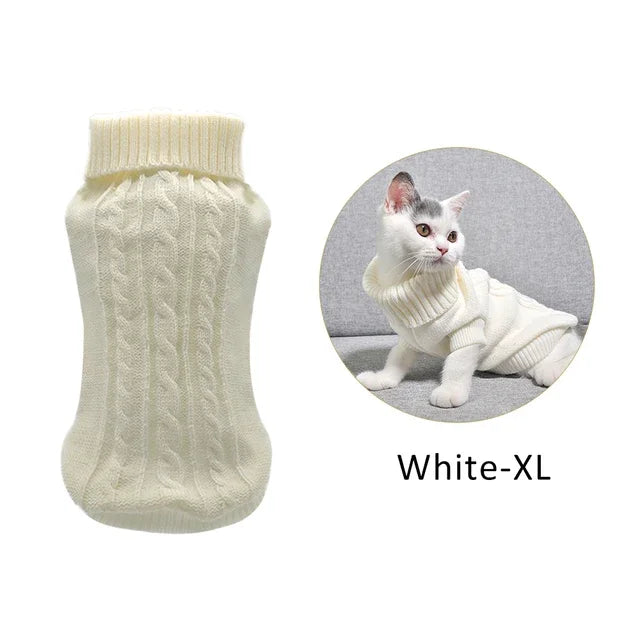 Dog Cat Sweater Winter Warm Cotton Cat Clothes Knitted Sweater  Vest For Small Cats Dogs