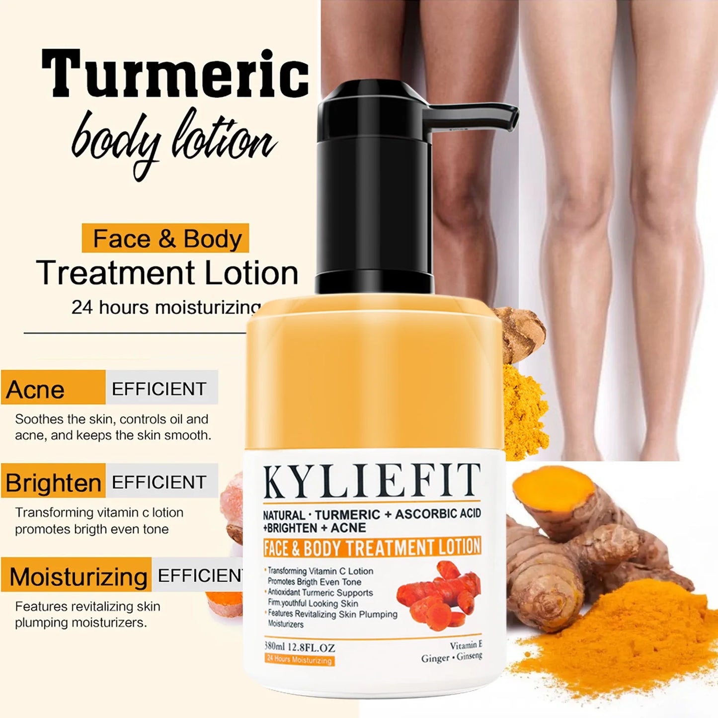 Organic Turmeric Skin Care Set, Reduce Acne, Brighten, Cleaning Skin, Exfoliation, UnEven Skin Tone, Improve Rough Skin