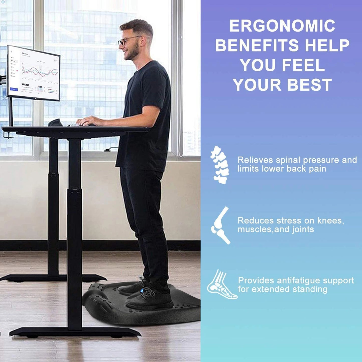 Anti Fatigue Standing Mat Comfort Standing Desk Mat, Ergonomic Stand Up Mat Floor Mat for Workplace, Office, Home