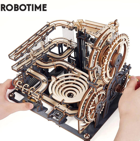 Run Set 5 Kinds 3D Wooden Puzzle DIY Model Building Block Kits Assembly Toy Gift for Teens Adult Night City