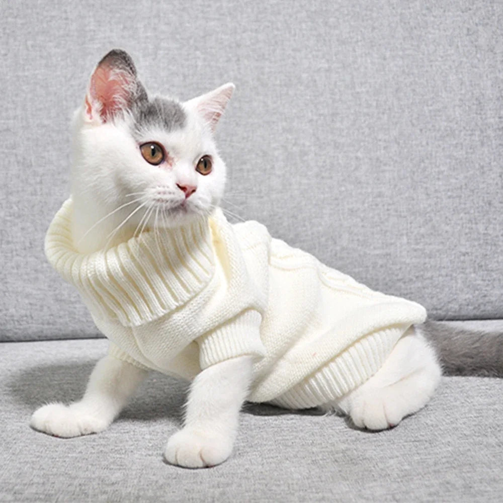 Dog Cat Sweater Winter Warm Cotton Cat Clothes Knitted Sweater  Vest For Small Cats Dogs