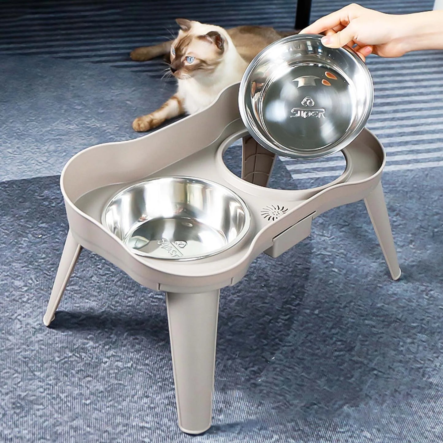 Stainless Steel Elevated Dog Bowl Non-Slip and No Spill Design Bowl Pet Supplies for Small Medium Large Dogs/Cats