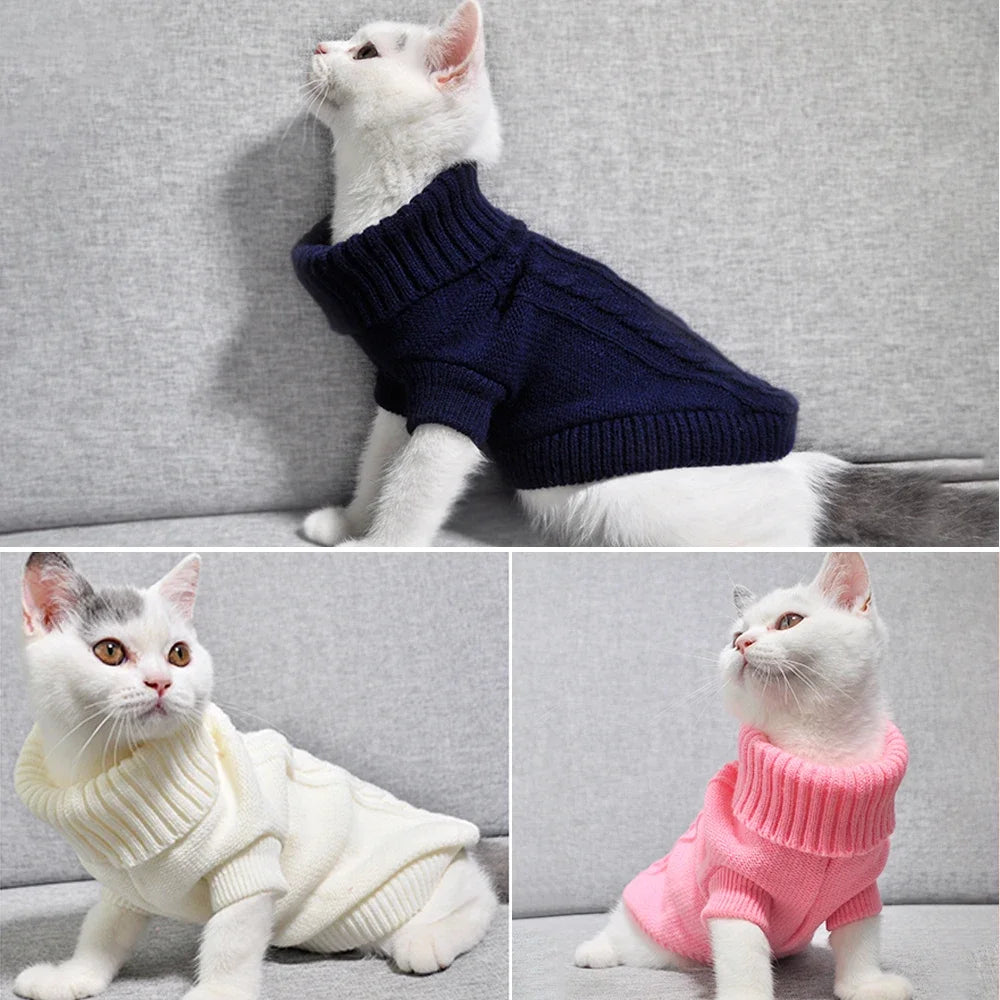 Dog Cat Sweater Winter Warm Cotton Cat Clothes Knitted Sweater  Vest For Small Cats Dogs