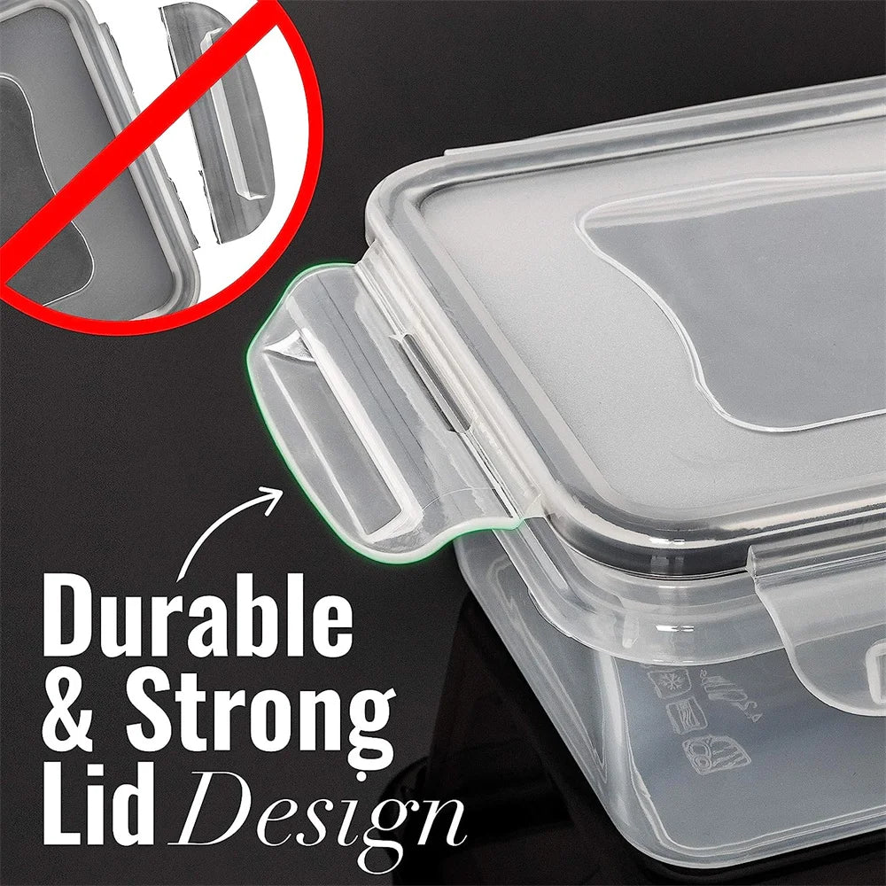 10 Pieces BPA-Free Reusable Square Kitchen Storage Containers Set - 840ml Microwave & Freezer Safe, Dishwasher Friendly Lunch Bo