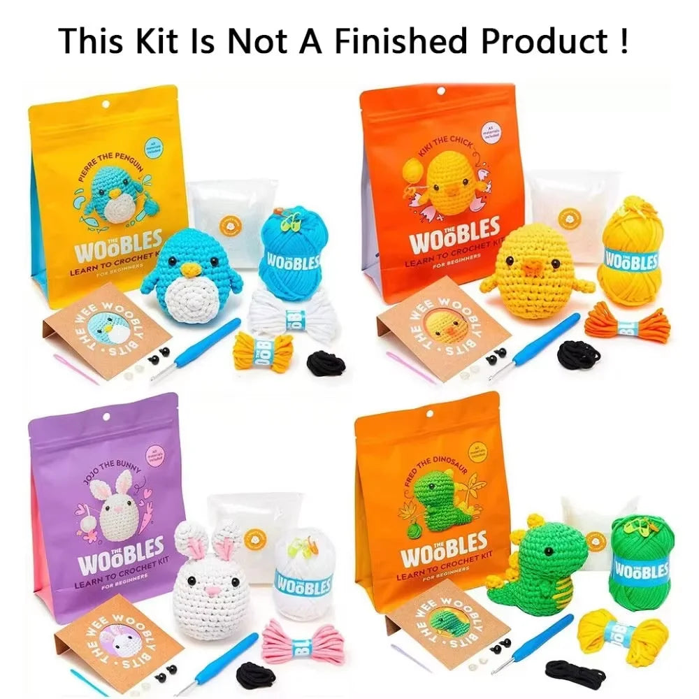 Kids Beginner Crochet Kit Cotton Knitting Yarn Thread Needles Hook Knit Tool Set DIY Crochet Stuffed Animal Kits for Beginners