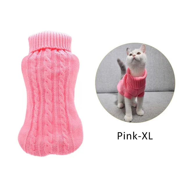 Dog Cat Sweater Winter Warm Cotton Cat Clothes Knitted Sweater  Vest For Small Cats Dogs