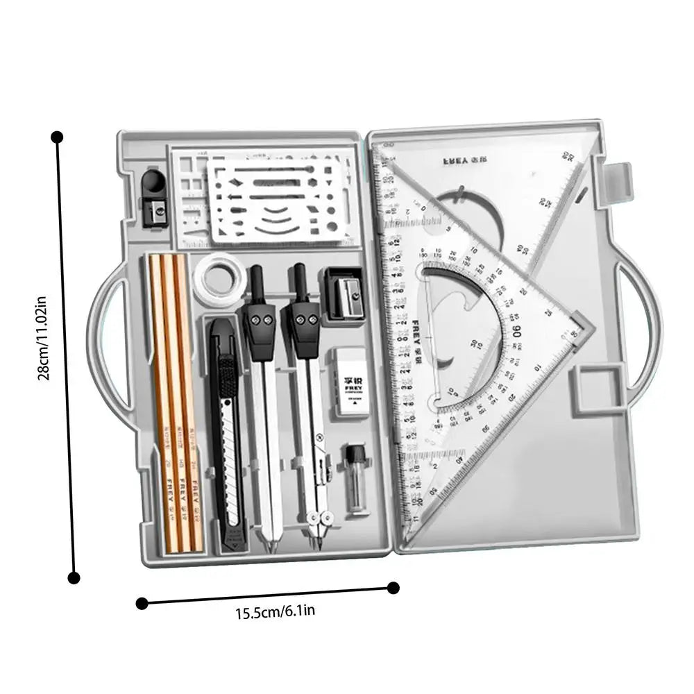 Drafting Kit Geometry Drawing Tools Set Triangle Ruler Compass Protractor Set Drafting Supplies Architecture Drawing Pencils