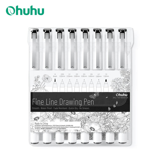 Micro Pen Fineliner Drawing Pens, 8 Pack Fine Line Pens Waterproof Ink