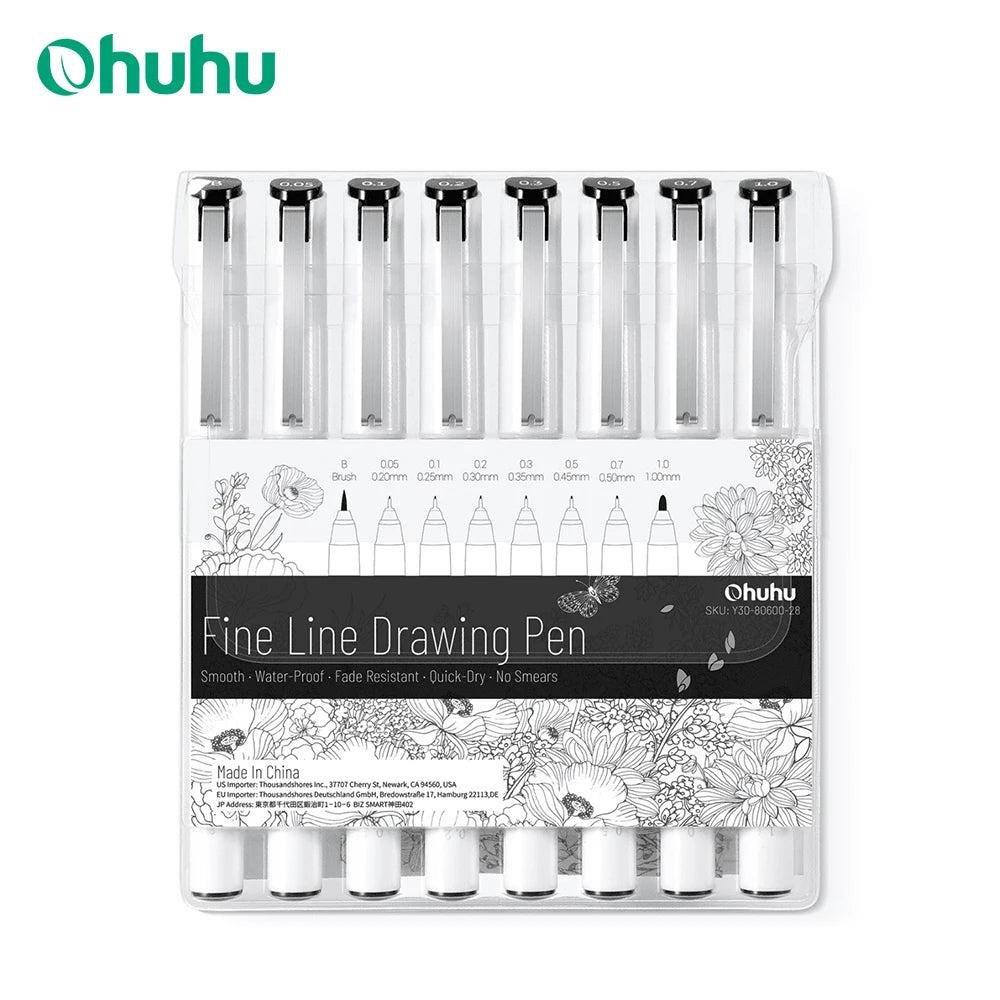 Micro Pen Fineliner Drawing Pens 8 Pack Line Pens Art Colored Pens Fine Point Markers Waterproof Writing Sketching Manga